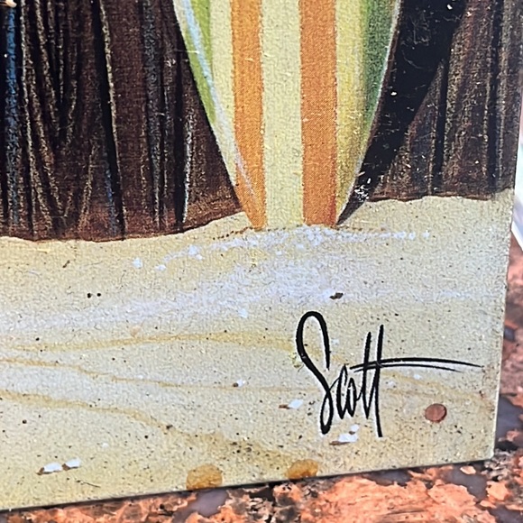 Collectible Tin Sign Scott Westmoreland 16" X 12-1/2" Surfboards Palm Trees - Picture 2 of 12